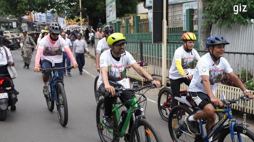 Cyclists during the launch of Ride Shillong in Meghalaya.